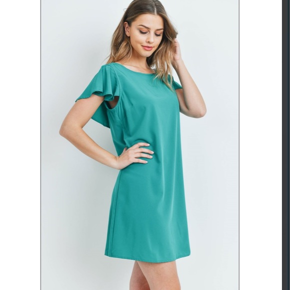Green Ruffle Back Dress NWT - Picture 2 of 4
